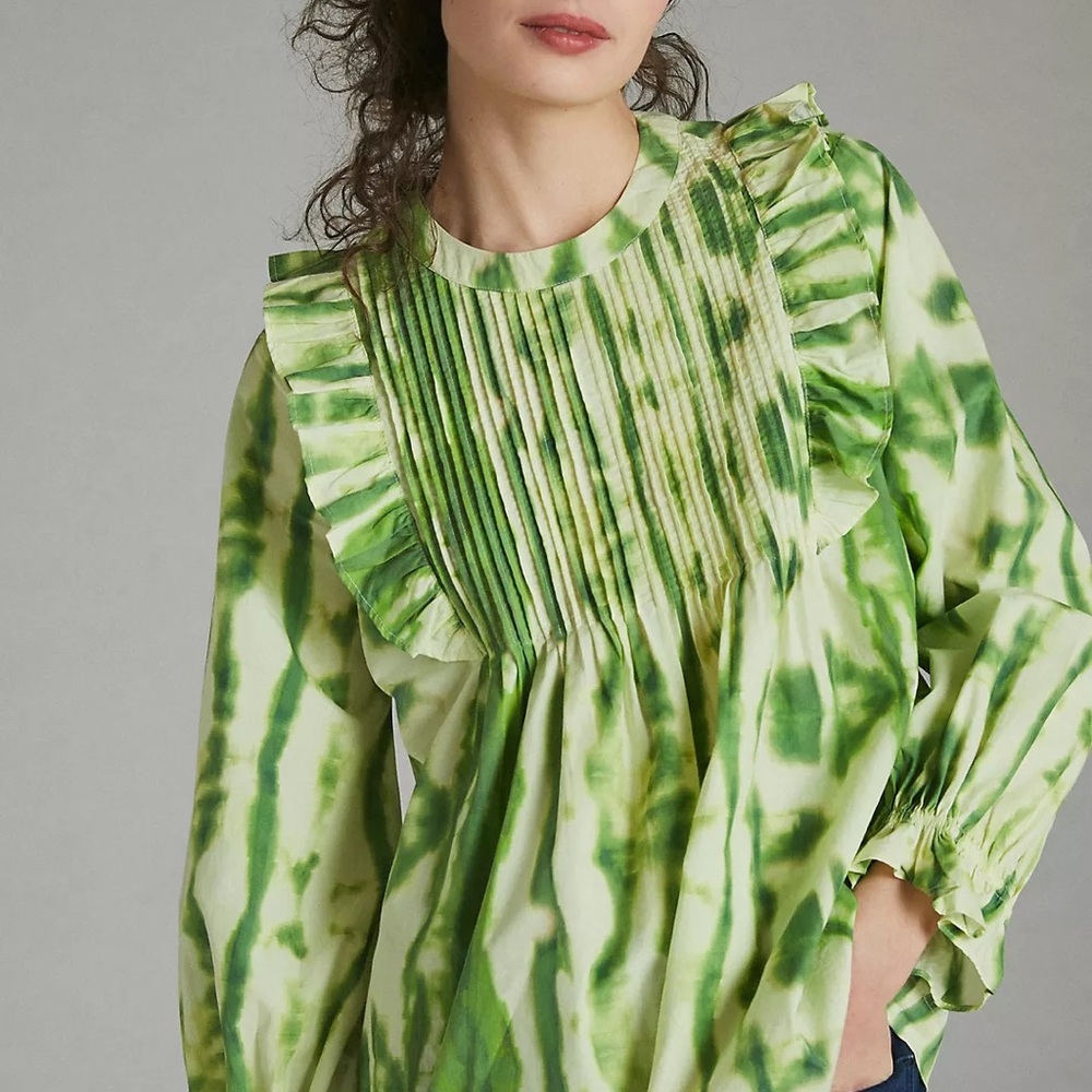 Samant Chauhan Emilia Ruffled Tye Dyed Top Sz Medium